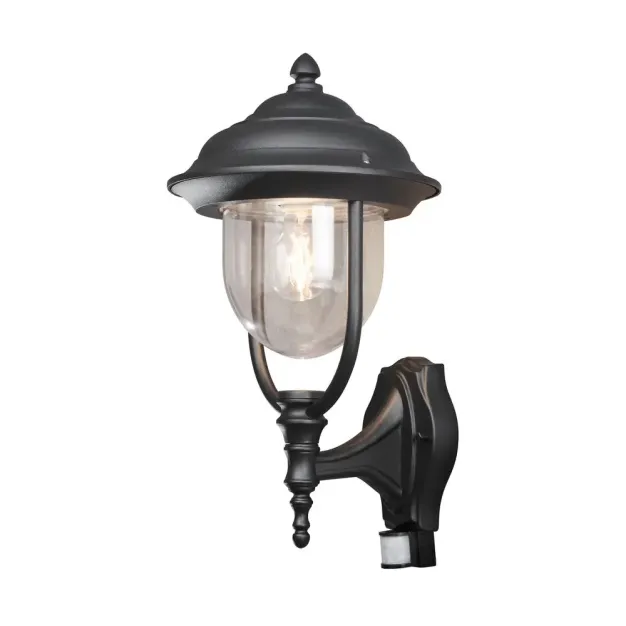 Konstsmide Parma Up - buiten wandlamp met sensor -  24 x 29 x 48 cm - IP44 - mat zwart