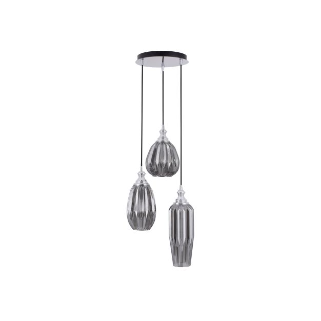 Nova Luce Zarley - hanglamp - Ø 35,5 x 120 cm - chroom en rookgrijs