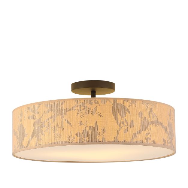 Searchlight Isla - plafondlamp - Ø 55 x 15 cm - bruin en zwart