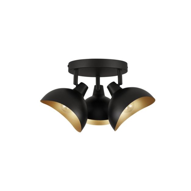 Nova Luce Geti - plafondlamp - Ø 18 x 12 cm - mat zwart en goud