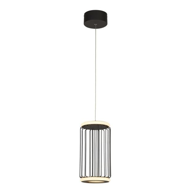 Searchlight Circolo - hanglamp - Ø 16 x 150 cm - 3 stappen dimbaar - 13W LED incl. - zwart en wit
