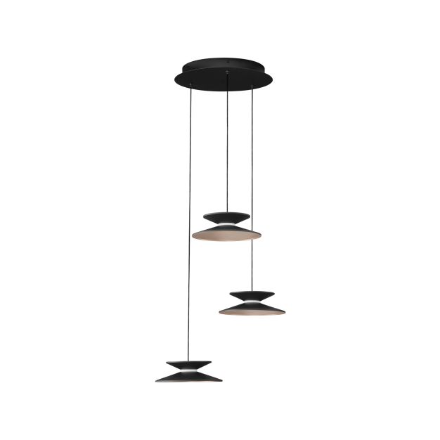 Nova Luce Morfi - hanglamp - Ø 42 x 161 cm - 15W dimbare LED incl. - zandzwart en goud