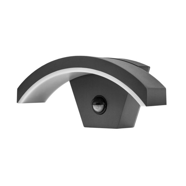 Integral LED Archy - buiten wandverlichting met bewegingssensor - met sensor override functie - 27,5 x 11,2 x 11,7 cm - 8W LED incl. - IP54 - donkergrijs - witte lichtkleur (4000K)