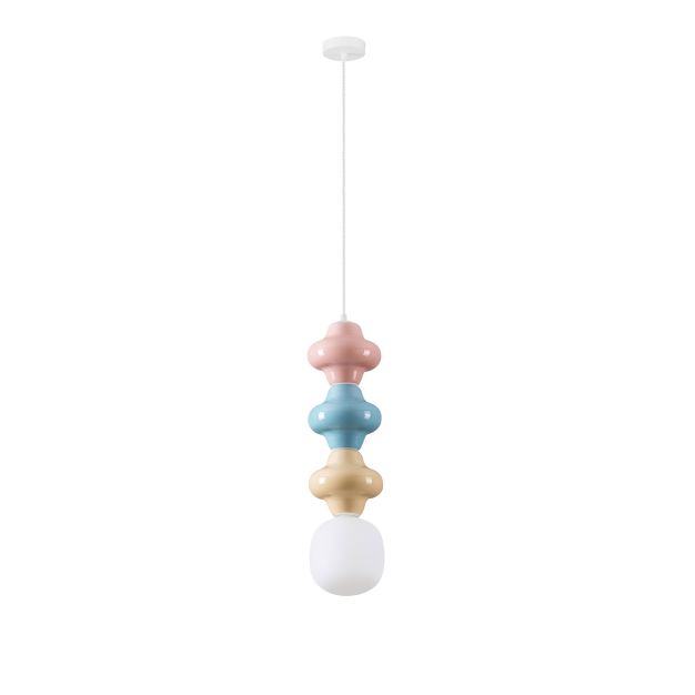 Nova Luce Clio - hanglamp - Ø 18 x 240 cm - roze, blauw, geel, wit en opaalglas