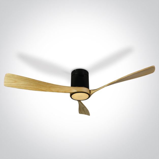 ONE Light Black Body - plafondventilator met licht en afstandsbediening - Ø 132 x 27 cm - zwart en lichtbruin