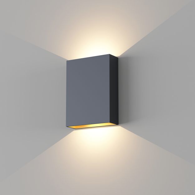 Artdelight Memphis - wandlamp - 4 x 12 x 16 cm - 2 x 6W dimbare LED incl. - IP65 - zwart en goud