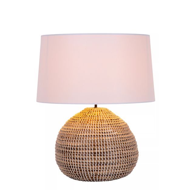 Lucide Maduka - tafellamp - Ø 45 x 61 cm - lichtbruin en wit