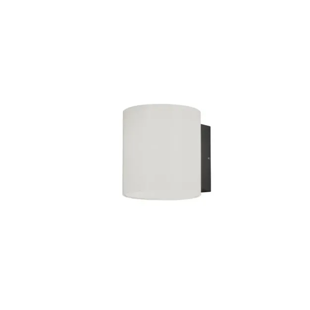 Konstsmide Foggia - buiten wandlamp - 14 x 17,5  x 15 cm - 10W LED incl. - IP54 - antraciet en opaal