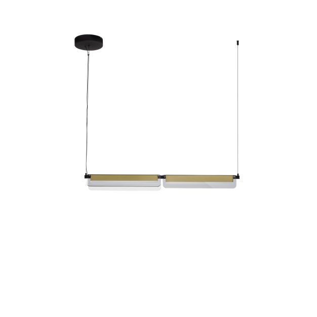 Nova Luce Apnea - hanglamp - 93 x 160 x 7 cm - 20W dimbare LED incl. - zandzwart, goud en grijs
