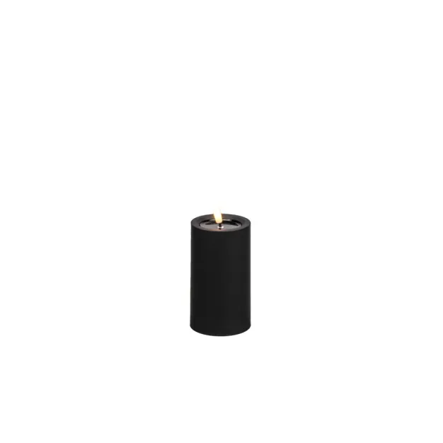 Konstsmide - LED blokkaars op batterijen met flakkervlam - Ø 7 x 12 cm - IP44 - zwart