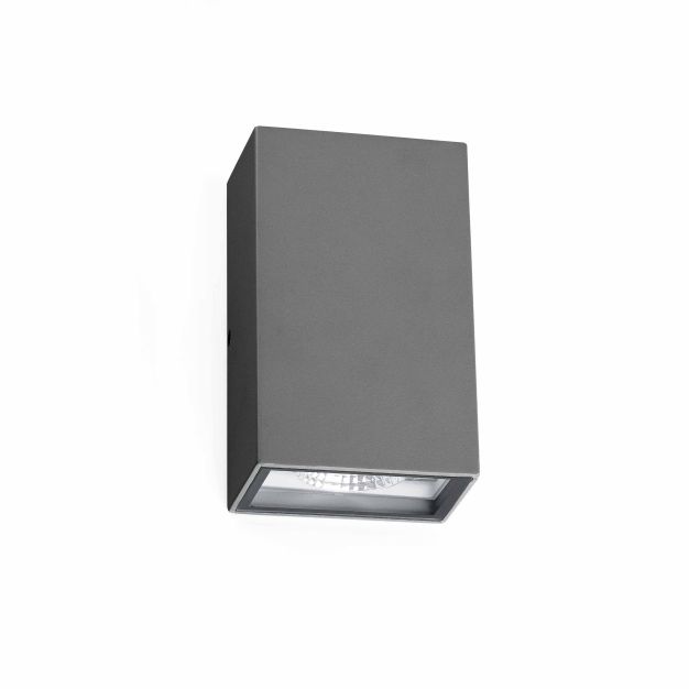 Faro Ling - wandverlichting - 9,2 x 7,1 x 15,7 cm - 6W LED incl. - IP54 - donkergrijs