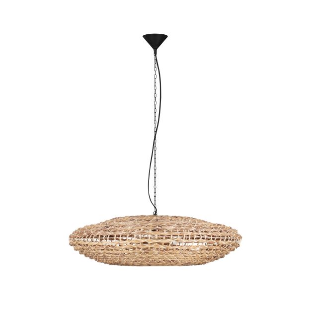 Nova Luce Bola - hanglamp - Ø 81,5 x 200 cm - natuurlijk en zwart