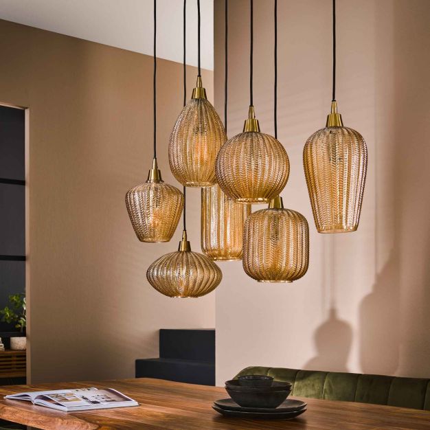 Vico Pumpkin 7L - hanglamp - 95 x 38 x 150 cm - amber