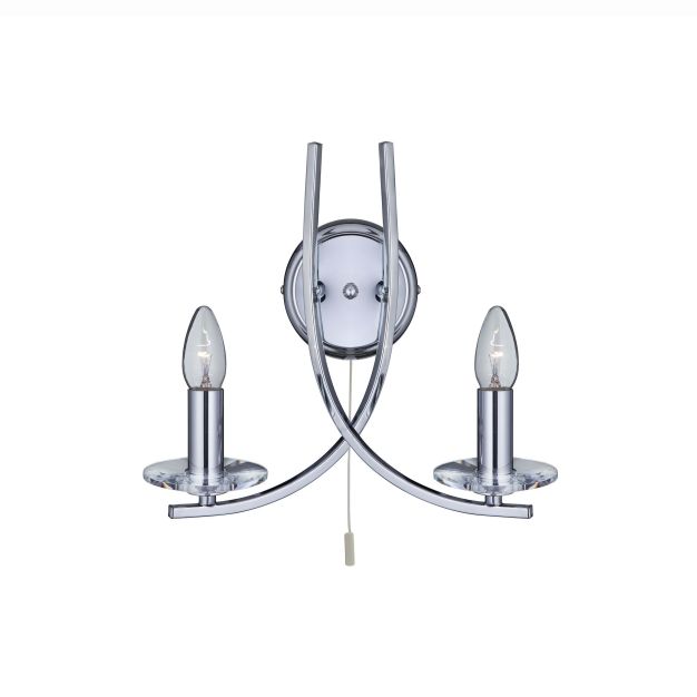 Searchlight Ascona - wandverlichting met trekschakelaar - 30 x 29 cm - chroom