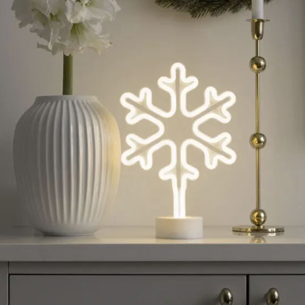 Konstsmide kerstverlichting - neonsneeuwvlok op batterijen - 21,5 x 10 x 31 cm - wit