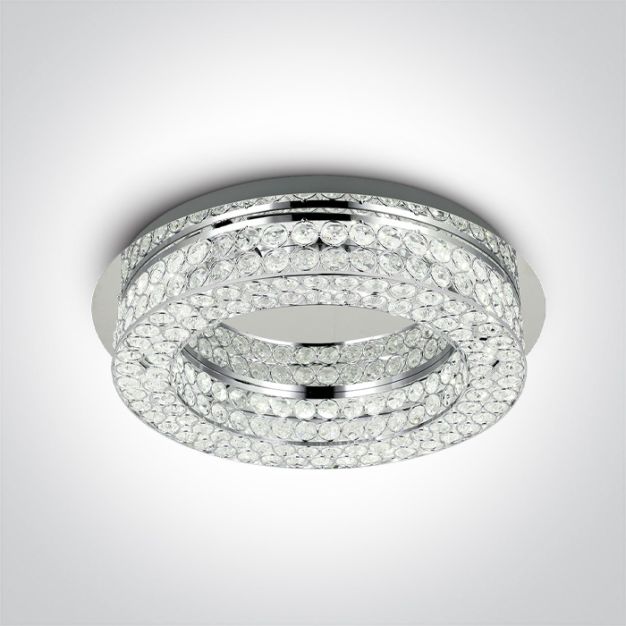 ONE Light Glass Stone Series - plafondlamp - Ø 45 x 10,5 cm - 24W LED incl. - chroom