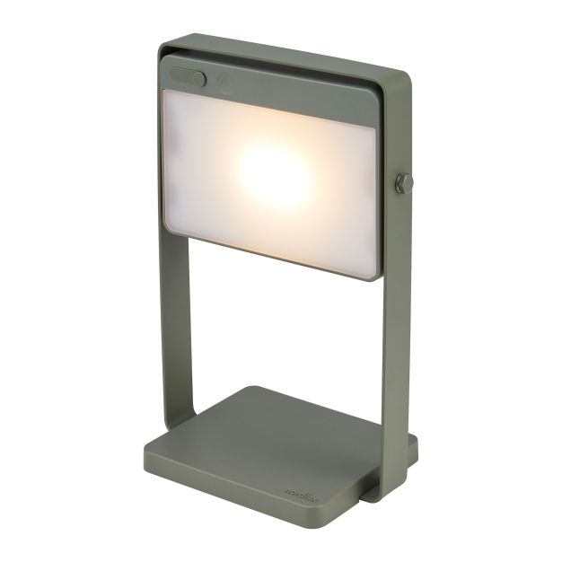 Nordlux Saulio Solar - tafellamp met oplaadbare lichtbron via zonne-energie - 3 stappen dimmer - 3,5W LED incl. - 23,6 x 17 x 10,7 cm - IP44 - olijfgroen
