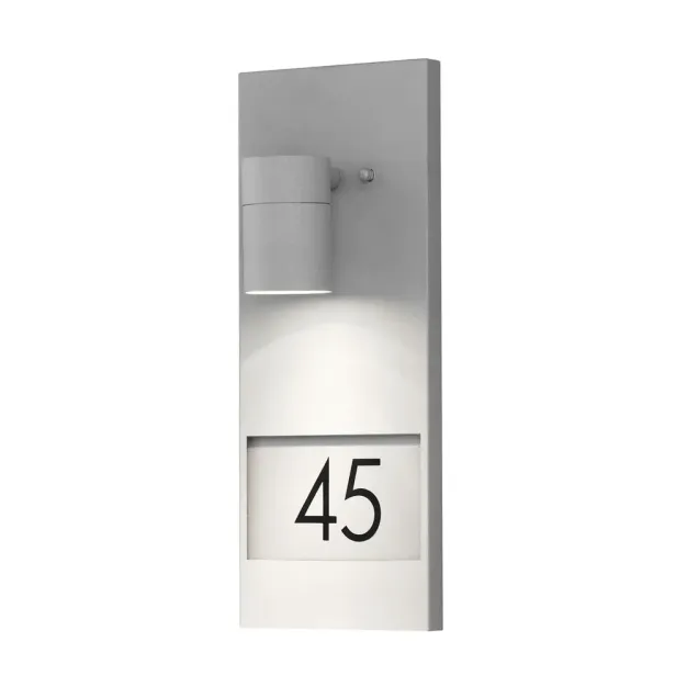 Konstsmide Modena House Number - buiten wandlamp - 16 x 11 x 41 cm - IP44 - grijs