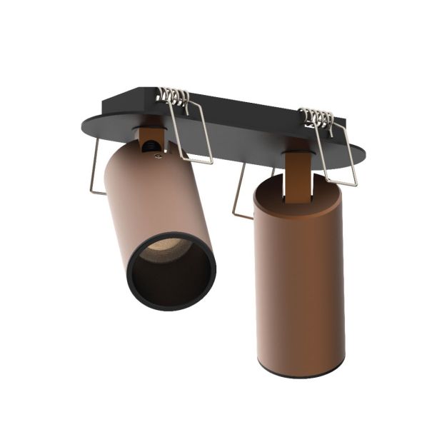 VK Lighting Coko - opbouwspot met inbouwrozet - 12,5 x 3,5 x 7,3 cm - Ø 60 mm opbouwmaat, 100 x 35 mm inbouwmaat - 2 x 6W LED incl. - brons