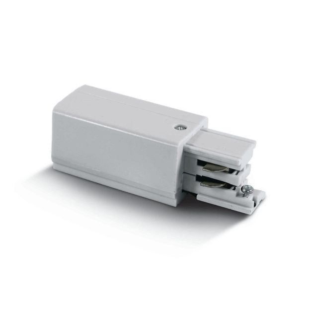 ONE Light Square Track Accessories - startvoeding links - 3-fase railsysteem - 16A - wit