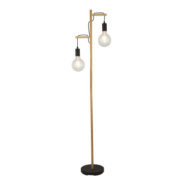 Searchlight Woody - staanlamp - 29 x 154,5 cm - zwart en bruin