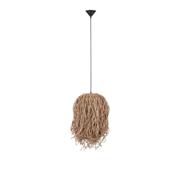 Nova Luce Hay - hanglamp - Ø 32 x 200 cm - natuurlijk zeegras en zwart
