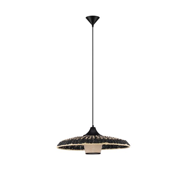 Nova Luce Capa - hanglamp - Ø 61 x 200 cm - natuurlijk en zwart
