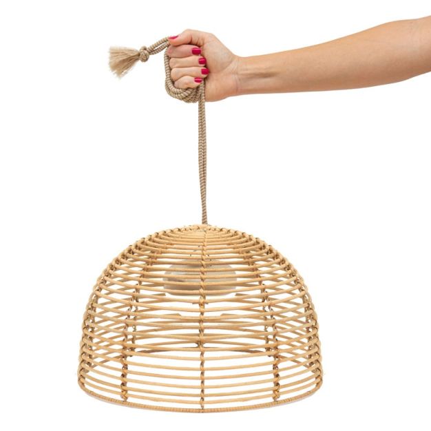 New Garden Bossa - buiten hanglamp met oplaadbare lichtbron en afstandsbediening - - Ø 35 x 300 cm - 9W LED incl. - IP54 - rotan