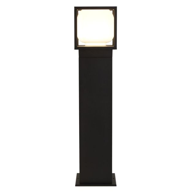 Searchlight Athens - tuinpaal - 15 x 15 x 65 cm - 9W LED incl. - IP54 - zwart en opaal
