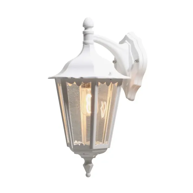 Konstsmide Firenze Down - buiten wandlamp -  23,5 x 30 x 45 cm - IP43 - mat wit en transparant