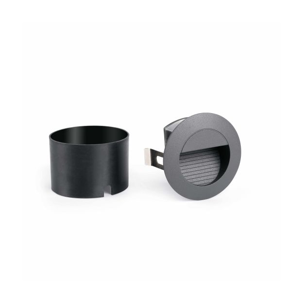 Faro Mini Racing - inbouw wandverlichting - Ø 8 x 5 cm - 1W LED incl. - IP44 - donkergrijs