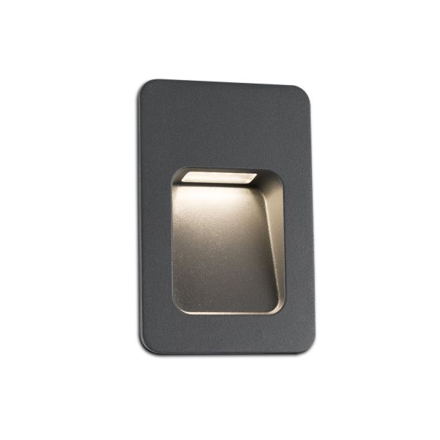 Faro Nase - inbouw wandverlichting - 9 x 5,7 x 13,5 cm - 3W LED incl. - IP44 - donkergrijs