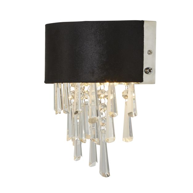 Searchlight Glamour - wandlamp - 24 x 23 cm - zwart en transparant