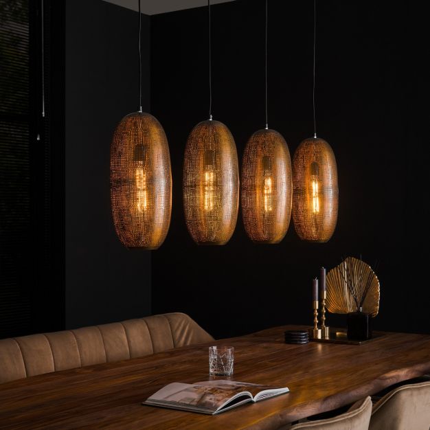 Vico Hoop 4L - hanglamp - 125 x 18 x 150 cm - antiek brons