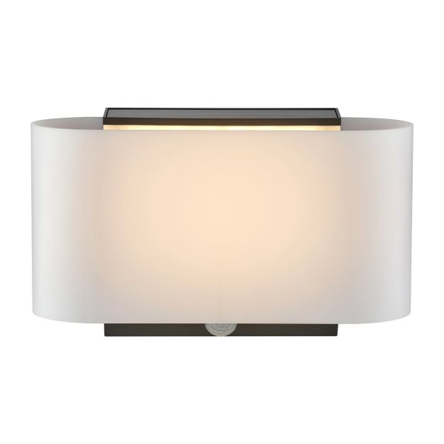 Nordlux Piola - buiten wandlamp met sensor op zonne-energie - 25,6 x 10,4 x 15,7 cm - 6W LED incl. - IP65 - wit en zwart