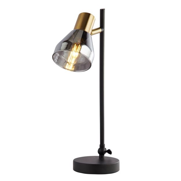 Searchlight Westminster - tafellamp - 30 x 42 cm - zwart en satijn messing