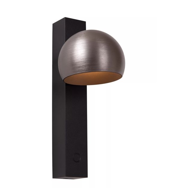 Lucide Esfera - wandverlichting met touch dimmer - 14 x 10 x 25 cm - 9W dimbare LED incl. - grijs ijzer