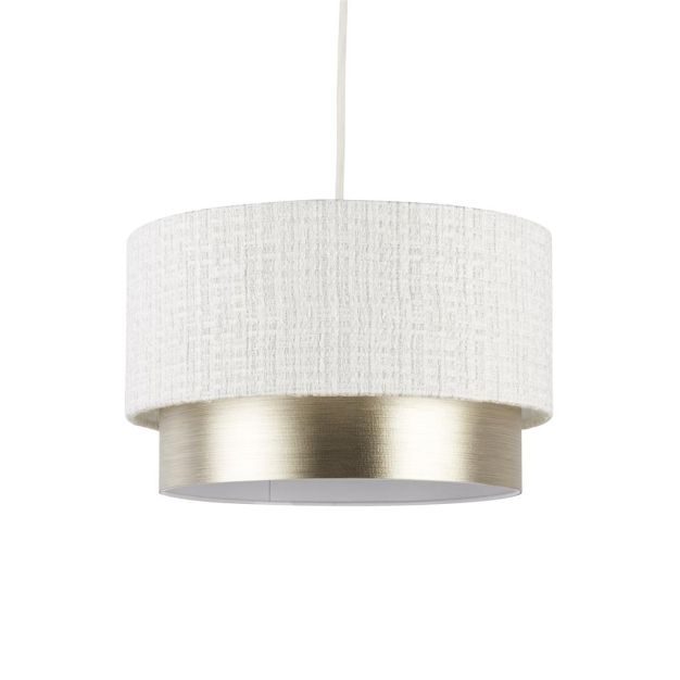 Searchlight Velvet Drum - lampenkap - Ø 35 x 22 cm - wit en champagne