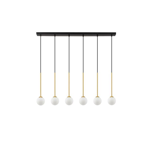 Nova Luce Savoy - hanglamp - 100 x 160 x 11 cm - satijn goud, mat zwart en wit opaal