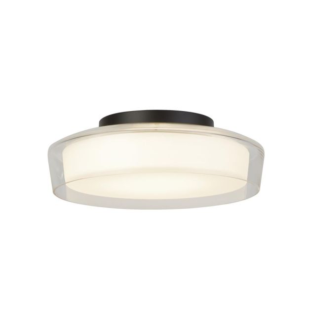 Searchlight Puck - plafondlamp - Ø 30 x 10 cm - 14W dimbare LED incl. - IP44 - zwart en transparant