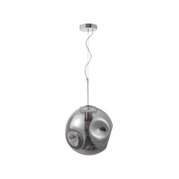 Nova Luce Mayan - hanglamp - Ø 30 x 120 cm - chroom en rookgrijs