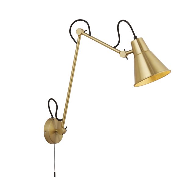 Searchlight Swing - wandverlichting met trekschakelaar - 14 x 77 cm - messing