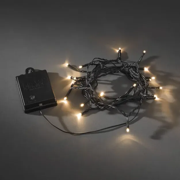 Konstsmide kerstverlichting - Micro LED licht set op batterijen - 2,40m -20 stuks - IP44 - zwart