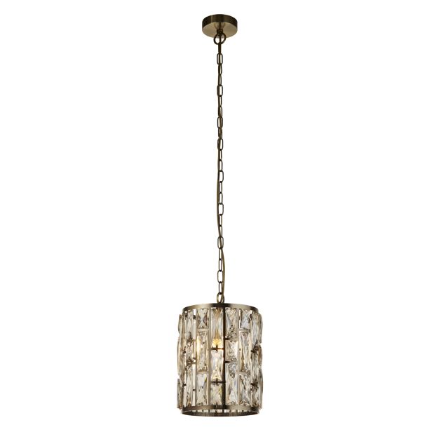 Searchlight Bijou - hanglamp - Ø 22 x 150 cm - antiek messing en champagne