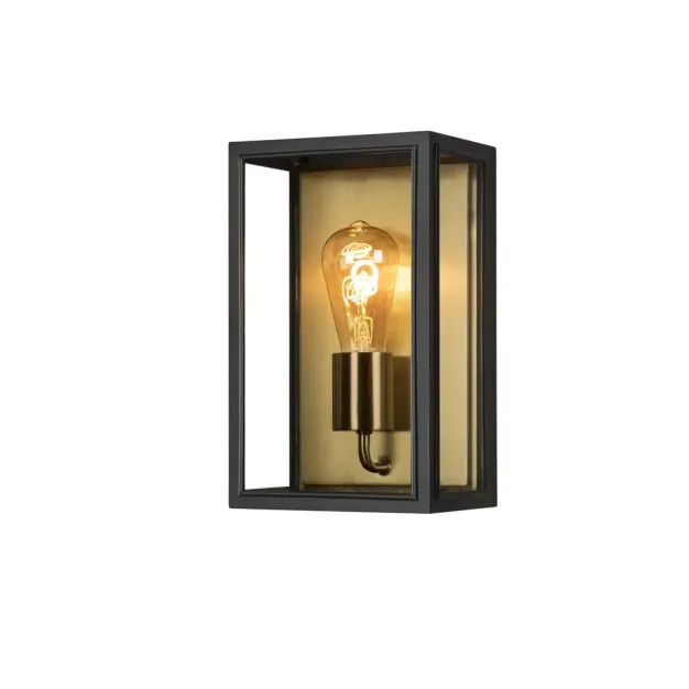 Konstsmide Capri - buiten wandlamp - 18 x 13,5 x 30 cm - IP44 - zwart en messing