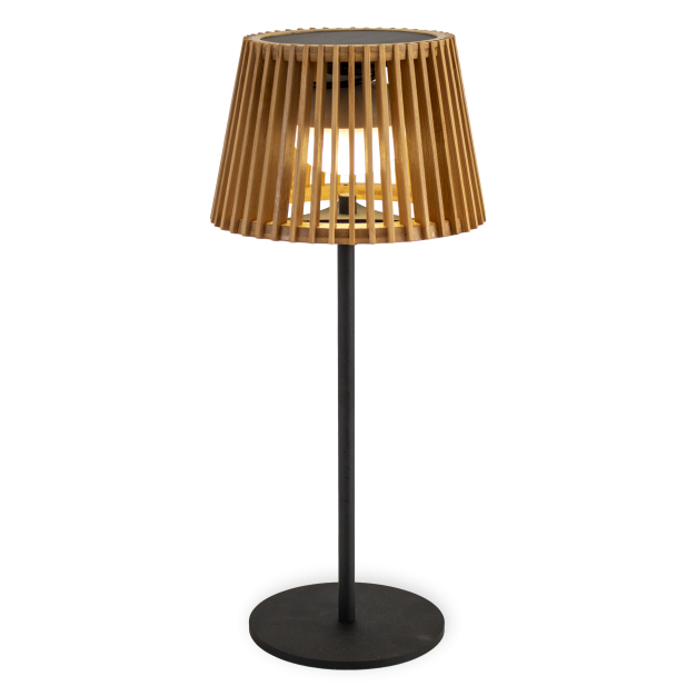 New Garden Okinawa - oplaadbare tafellamp op zonne-energie - Ø16 x 36 cm - 3,5W LED Incl. - IP54 - bamboe