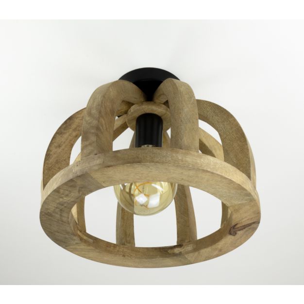 Vico Wooden Bars ALT - plafondverlichting - Ø 30 x 24 cm - mango hout en zwart