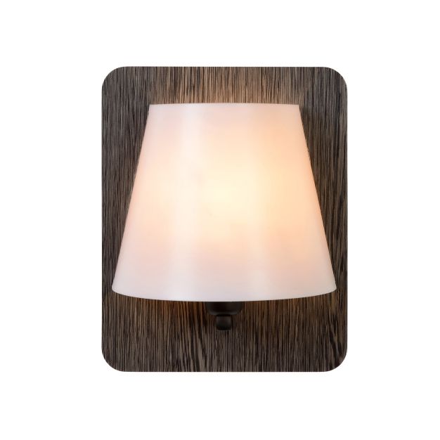 Lucide Idaho - wandlamp - 12 x 12 x 25 cm - donker bruin en opaal