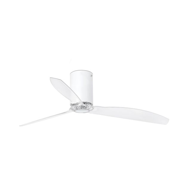 Faro Mini Tube - plafondventilator met afstandsbediening - Ø 128 cm - mat wit en transparant