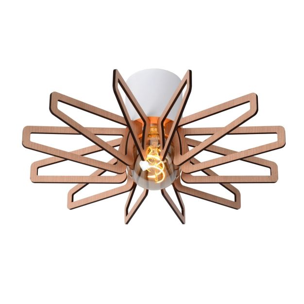 Lucide Zidane - plafondverlichting - Ø 45 x 18 cm - wit hout